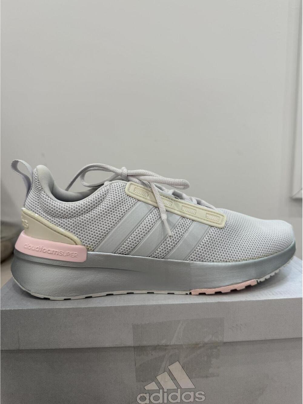 adidas White Pink Mesh Lace-Up Running Sneakers 8.5 Racer TR21